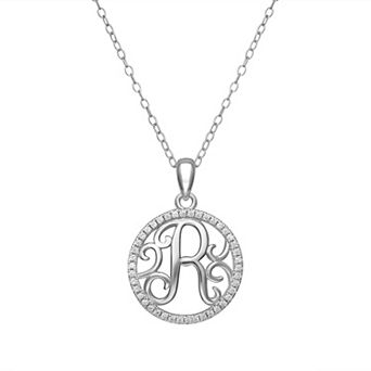 PRIMROSE Sterling Silver Cubic Zirconia Initial Pendant Necklace