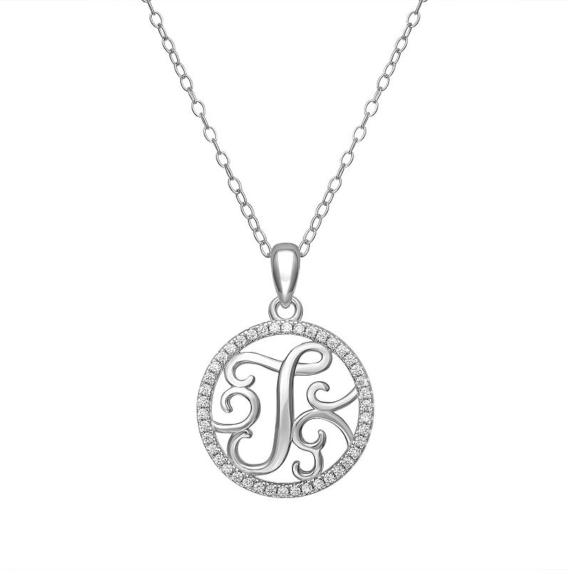 PRIMROSE Sterling Silver Cubic Zirconia Initial Pendant Necklace, Womens,