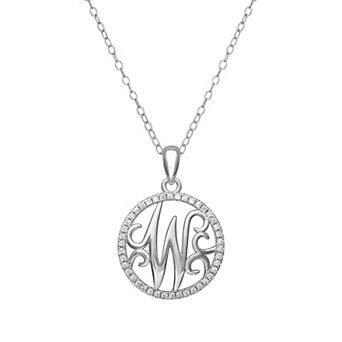 PRIMROSE Sterling Silver Cubic Zirconia Initial Pendant Necklace
