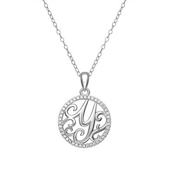 PRIMROSE Sterling Silver Cubic Zirconia Initial Pendant Necklace