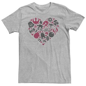 Big & Tall Star Wars Group Shot Iconic Heart Fill Valentine's Day Tee