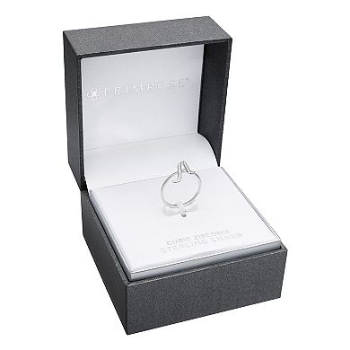 PRIMROSE Sterling Silver Cubic Zirconia Initial Ring