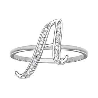 PRIMROSE Sterling Silver Cubic Zirconia Initial Ring
