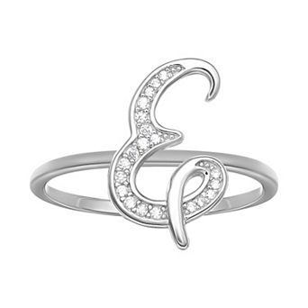 PRIMROSE Sterling Silver Cubic Zirconia Initial Ring