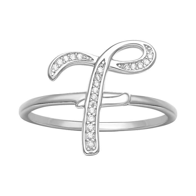 PRIMROSE Sterling Silver Cubic Zirconia Initial Ring, Womens, Size: 8, Whi