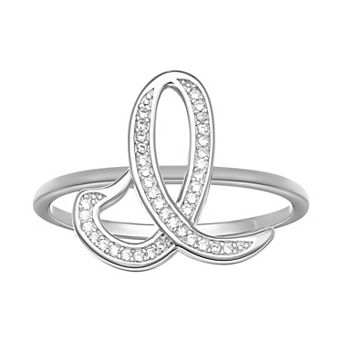 PRIMROSE Sterling Silver Cubic Zirconia Initial Ring