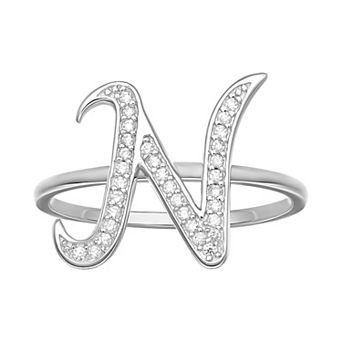 PRIMROSE Sterling Silver Cubic Zirconia Initial Ring