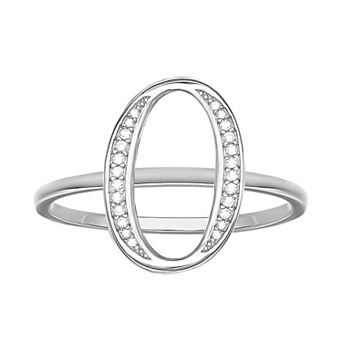 PRIMROSE Sterling Silver Cubic Zirconia Initial Ring