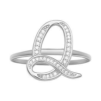 PRIMROSE Sterling Silver Cubic Zirconia Initial Ring