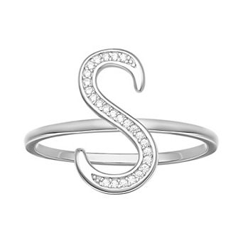 PRIMROSE Sterling Silver Cubic Zirconia Initial Ring