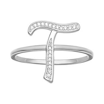 PRIMROSE Sterling Silver Cubic Zirconia Initial Ring