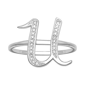 PRIMROSE Sterling Silver Cubic Zirconia Initial Ring