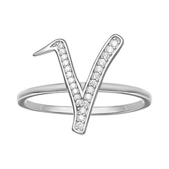 PRIMROSE Sterling Silver Cubic Zirconia Initial Ring