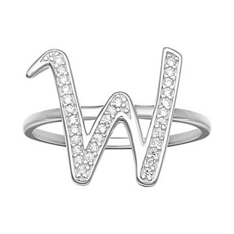 PRIMROSE Sterling Silver Cubic Zirconia Initial Ring