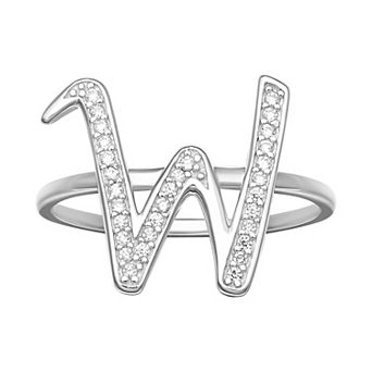 PRIMROSE Sterling Silver Cubic Zirconia Initial Ring