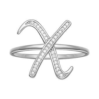 PRIMROSE Sterling Silver Cubic Zirconia Initial Ring