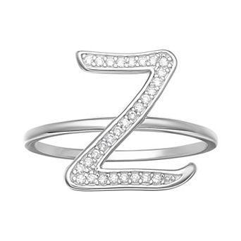 PRIMROSE Sterling Silver Cubic Zirconia Initial Ring