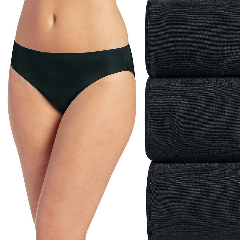 Women's Jockey® No Panty Line Promise® 3-Pack Bikini Panty Set 1770, Size: 6, Black Asst