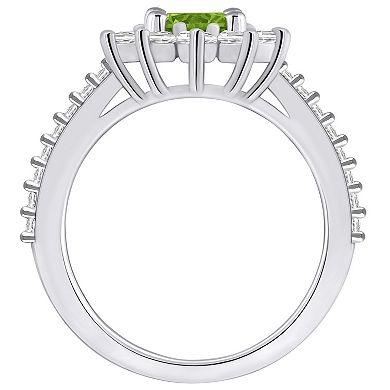Alyson Layne 14k White Gold Peridot & 3/4 Carat T.W. Diamond Halo Ring