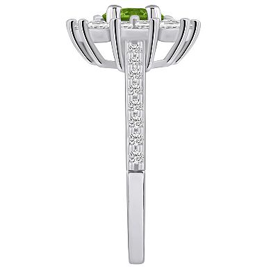 Alyson Layne 14k White Gold Peridot & 3/4 Carat T.W. Diamond Halo Ring