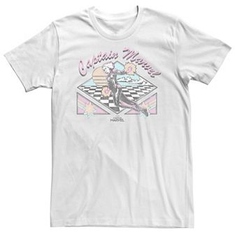 Big & Tall Marvel Captain Marvel Retro Checkered Logo Tee