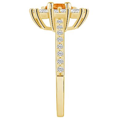 Alyson Layne 14k Gold Citine & 3/4 Carat T.W. Diamond Halo Ring