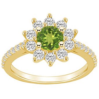 Alyson Layne 14k Gold Peridot & 3/4 Carat T.W. Diamond Halo Ring