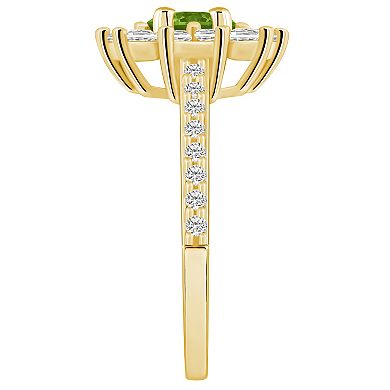 Alyson Layne 14k Gold Peridot & 3/4 Carat T.W. Diamond Halo Ring