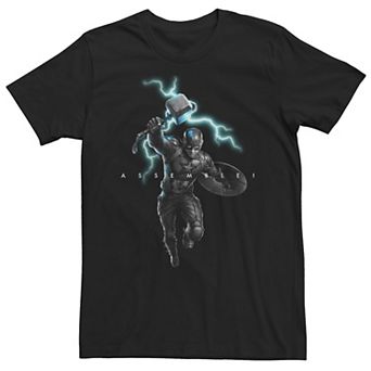 Big & Tall Marvel Avengers Endgame Captain America Assemble Lightning Tee