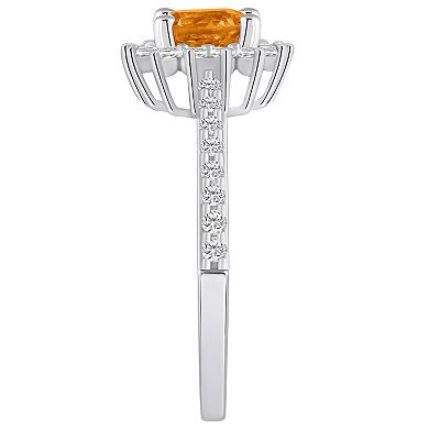Alyson Layne 14k White Gold Citine & 1/2 Carat T.W. Diamond Halo Ring