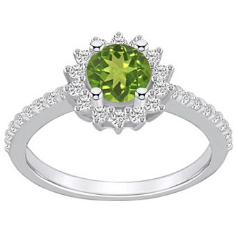 Alyson Layne 14k White Gold Peridot & 1/2 Carat T.W. Diamond Halo Ring