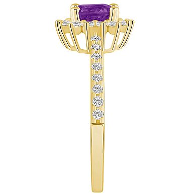 Alyson Layne 14k Gold Amethyst & 1/2 Carat T.W. Diamond Halo Ring