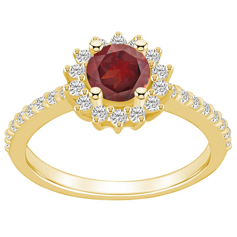 Alyson Layne 14k Gold Garnet & 1/2 Carat T.W. Diamond Halo Ring, Womens, S