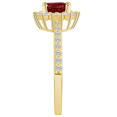 Alyson Layne 14k Gold Garnet & 1/2 Carat T.W. Diamond Halo Ring