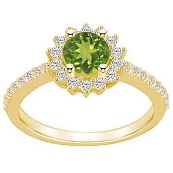 Alyson Layne 14k Gold Peridot & 1/2 Carat T.W. Diamond Halo Ring