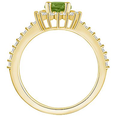 Alyson Layne 14k Gold Peridot & 1/2 Carat T.W. Diamond Halo Ring