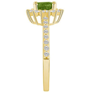 Alyson Layne 14k Gold Peridot & 1/2 Carat T.W. Diamond Halo Ring