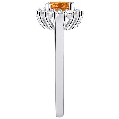 Alyson Layne 14k White Gold Citine & 1/4 Carat T.W. Diamond Halo Ring
