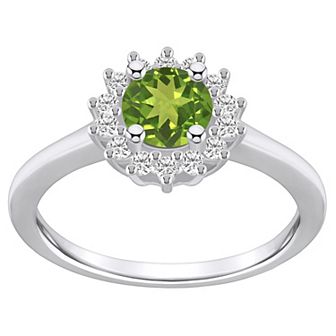 Alyson Layne 14k White Gold Peridot & 1/4 Carat T.W. Diamond Halo Ring