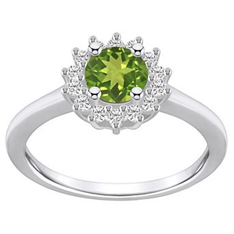 Alyson Layne 14k White Gold Peridot & 1/4 Carat T.W. Diamond Halo Ring
