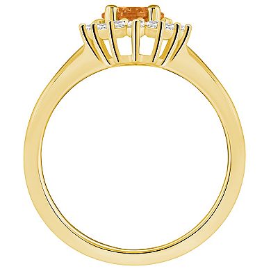 Alyson Layne 14k Gold Citine & 1/4 Carat T.W. Diamond Halo Ring