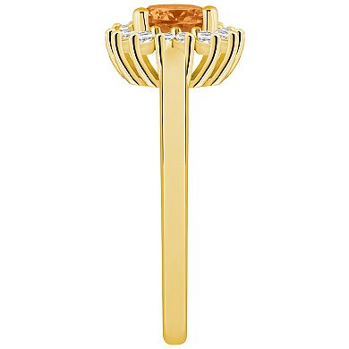 Alyson Layne 14k Gold Citine & 1/4 Carat T.W. Diamond Halo Ring