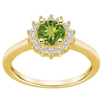 Alyson Layne 14k Gold Peridot & 1/4 Carat T.W. Diamond Halo Ring