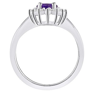 Alyson Layne 14k White Gold Oval Cut Amethyst & 1/3 Carat T.W. Diamond Halo Ring