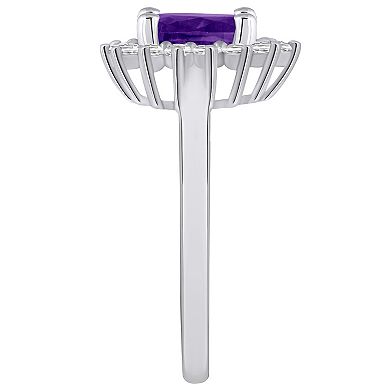 Alyson Layne 14k White Gold Oval Cut Amethyst & 1/3 Carat T.W. Diamond Halo Ring