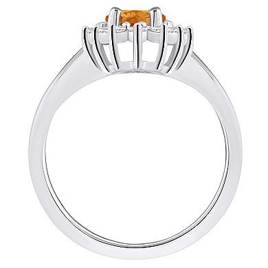 Alyson Layne 14k White Gold Oval Cut Citine & 1/3 Carat T.W. Diamond Halo Ring