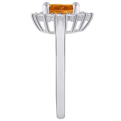 Alyson Layne 14k White Gold Oval Cut Citine & 1/3 Carat T.W. Diamond Halo Ring
