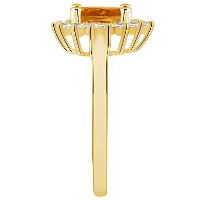 Alyson Layne 14k Gold Oval Cut Citine & 1/3 Carat T.W. Diamond Halo Ring