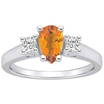 Alyson Layne 14k White Gold Pear Cut Citine & 1/4 Carat T.W. Diamond Ring