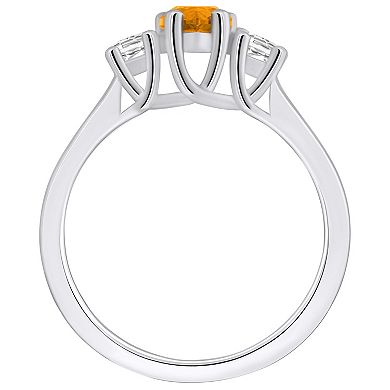 Alyson Layne 14k White Gold Pear Cut Citine & 1/4 Carat T.W. Diamond Ring